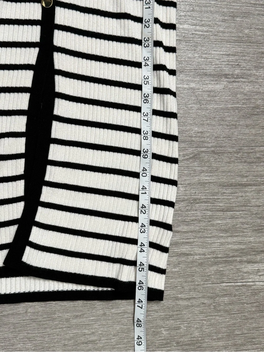 Seraphine Eden Rib Knit Dress Black White Striped Button Midi Size US 4